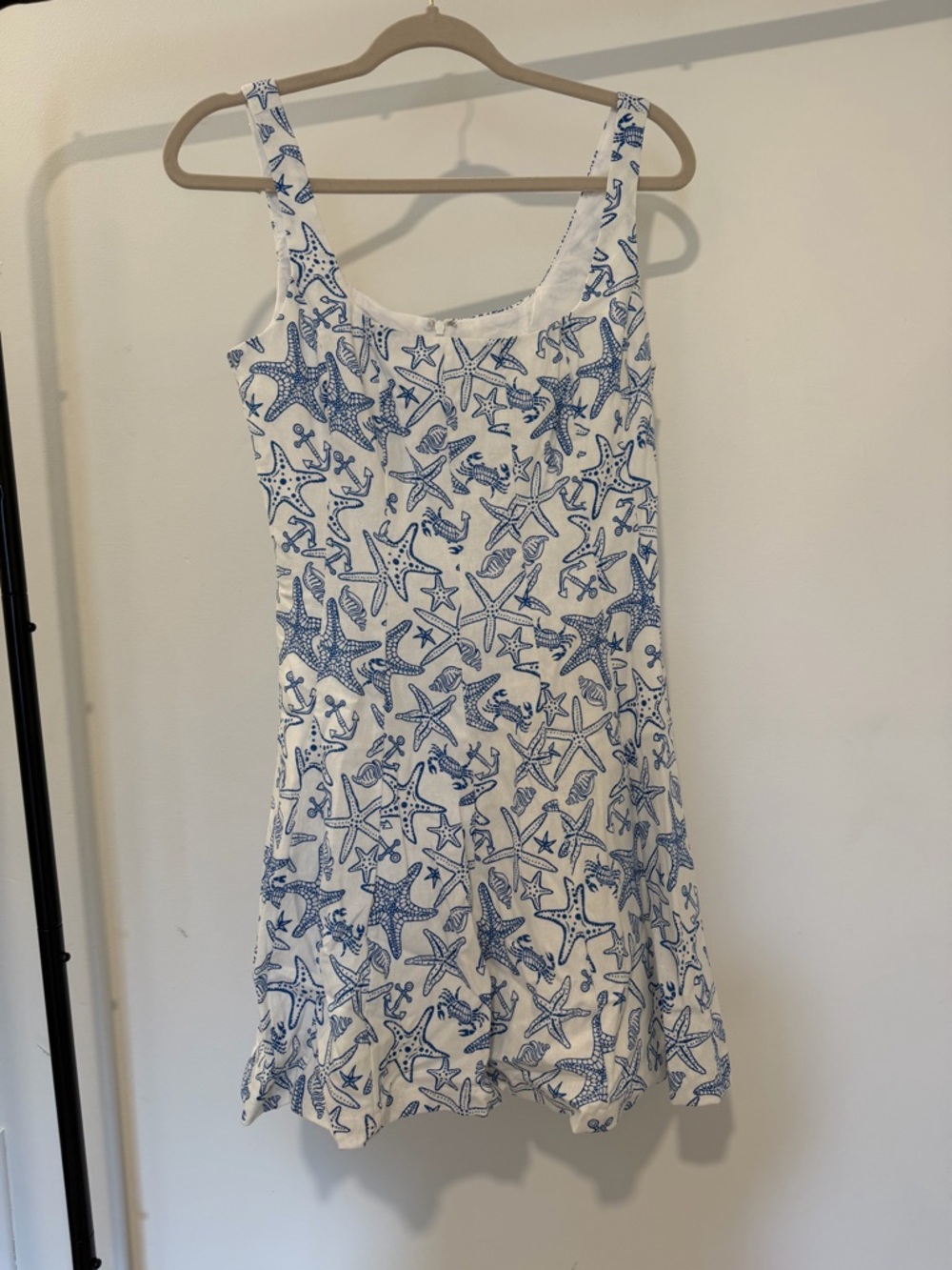 Avec Les Filles White Dress with Blue Starfish Print